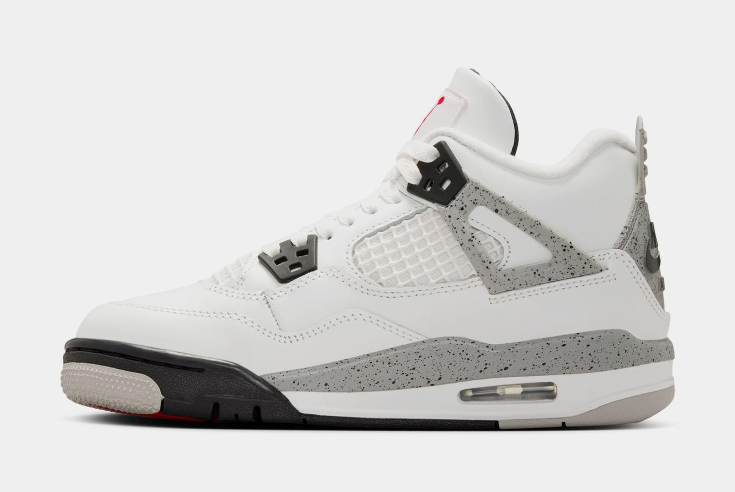 Air Jordan 4 Retro White Cement Grade School Lifestyle Shoes (Black/Grey/Red/White) Size 4