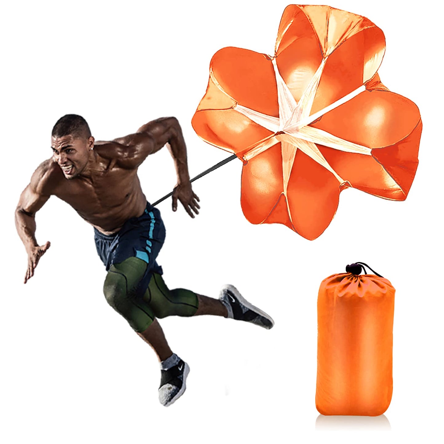 Nusogon Running Speed Training, 56 inch Speed Drills Resistance Parachute Running Sprint Chute Soccer Football Sport Speed Training(Orange)