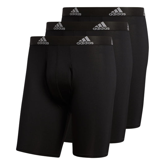 adidas 3-Pack Brief, Boxer Briefs-3-Pack Long Men's Underwear Pack, Black/Light Onix Grey/Performance, Small