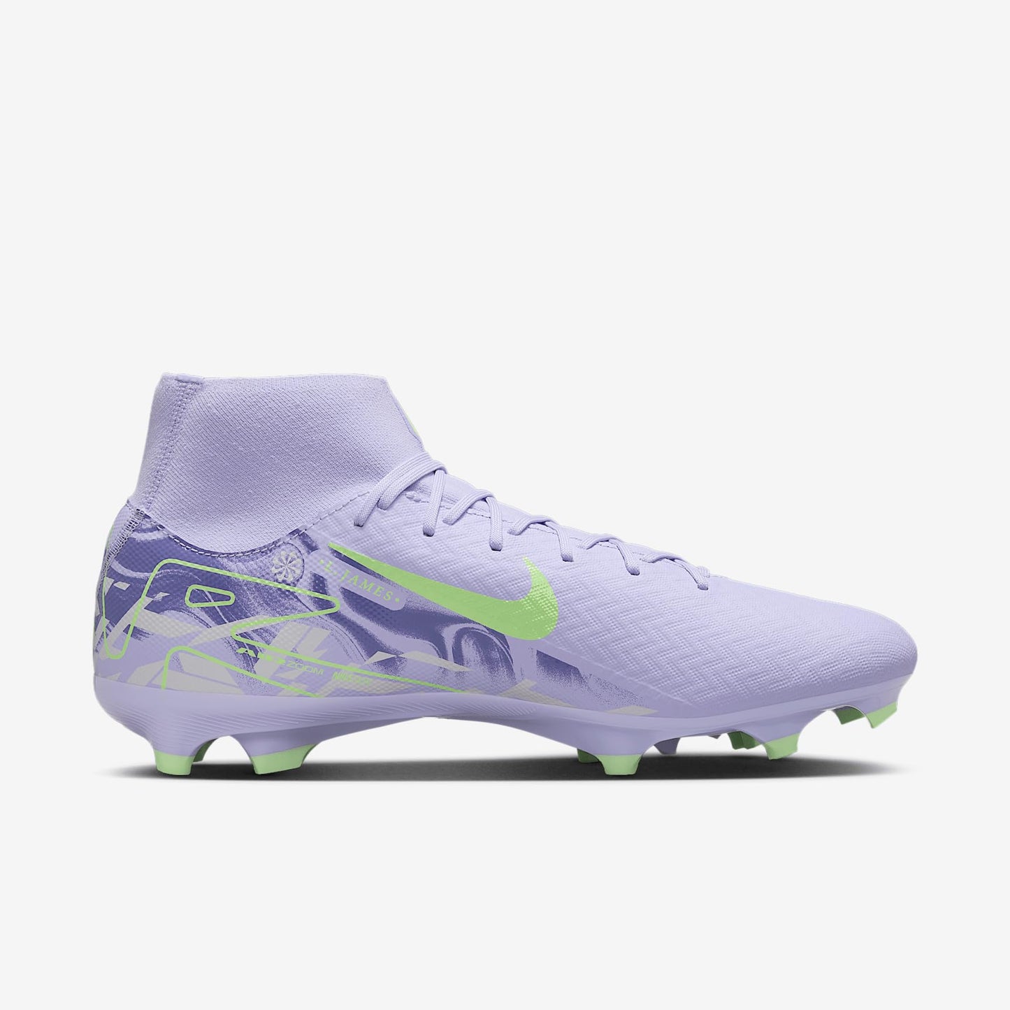 Nike United Mercurial Superfly 10 Academy MG High-Top Soccer Cleats (HF1601-500, Purple Agate/Barely Volt) Size 8.5
