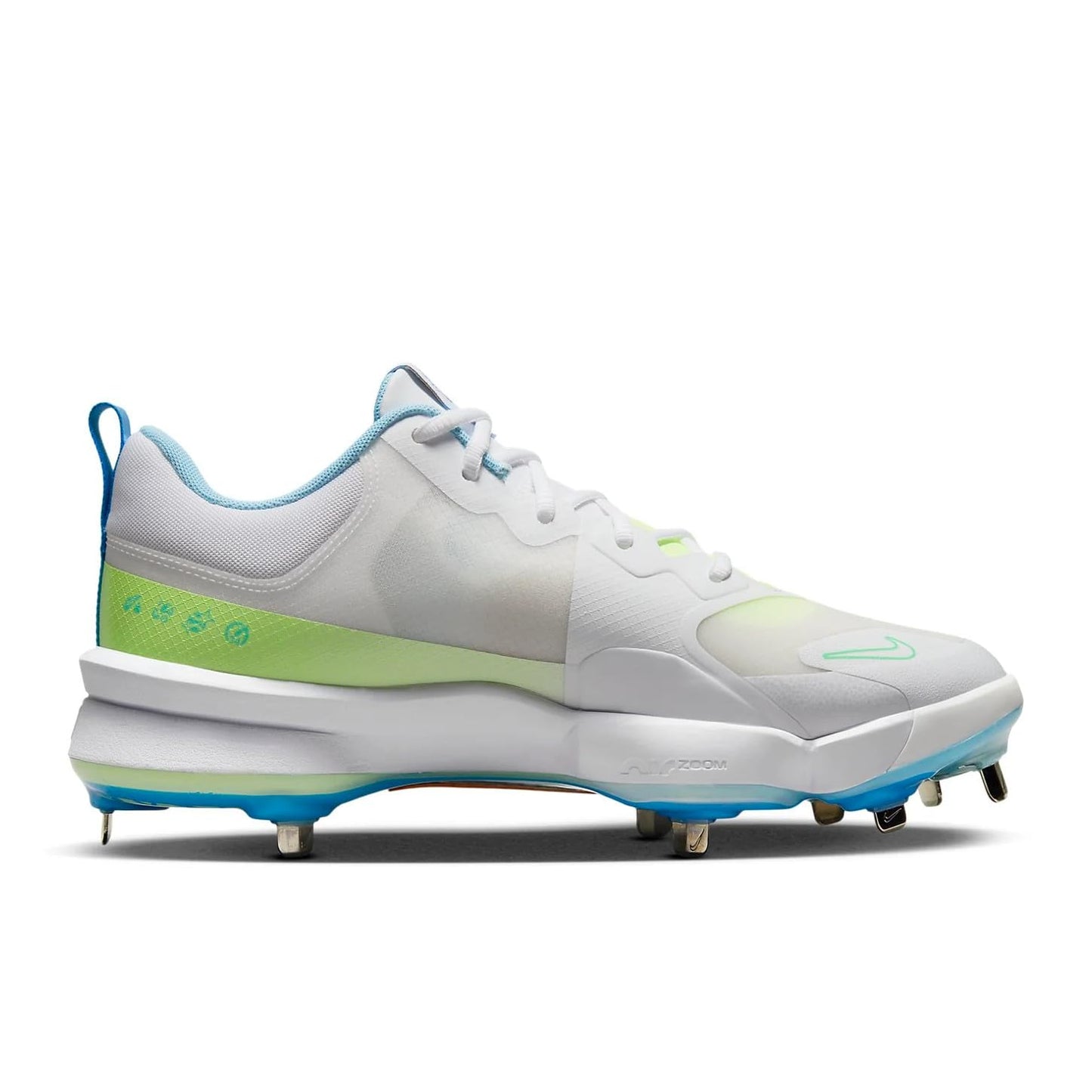 Nike Force Zoom Trout 9 Pro Low Metal Baseball Cleats, 7.5 (White/Barely Volt/Aquarius Blue/Photo Blue, US Footwear Size System, Adult, Men, Numeric, Medium, 7.5)