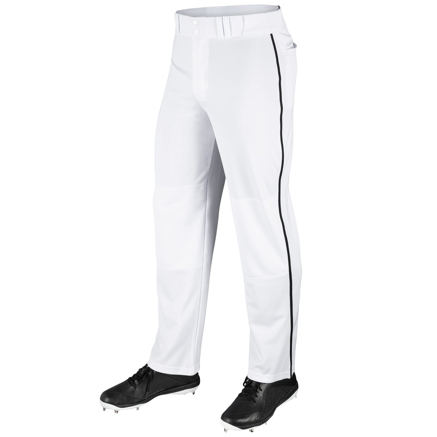 CHAMPRO mens Straight Open Bottom Baseball Pants, White, Black, Medium US
