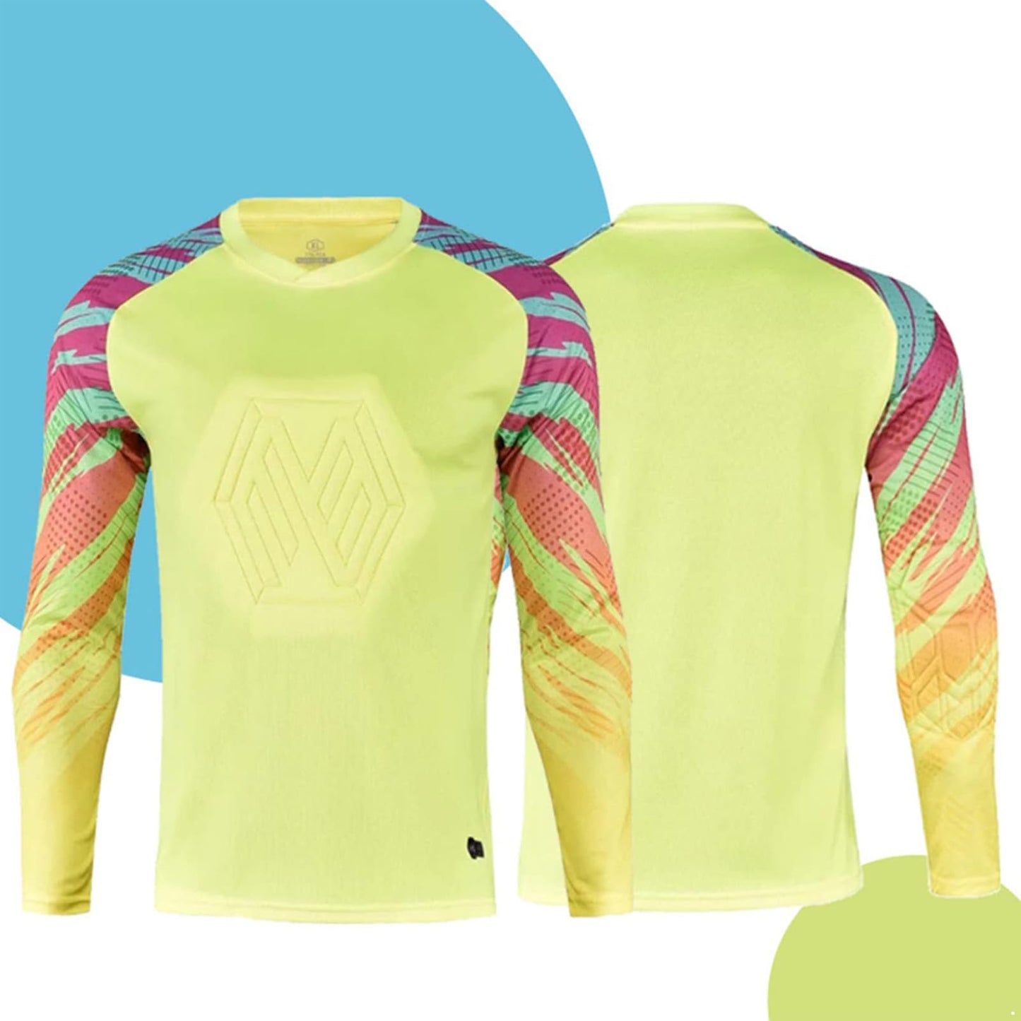 TAIKMD Boys Football Goalkeeper Jersey Padded Protection Goalie Shirt Long Sleeve Training Soccer Tops Clothes (as1, Numeric, Numeric_14, Regular, Yellow)