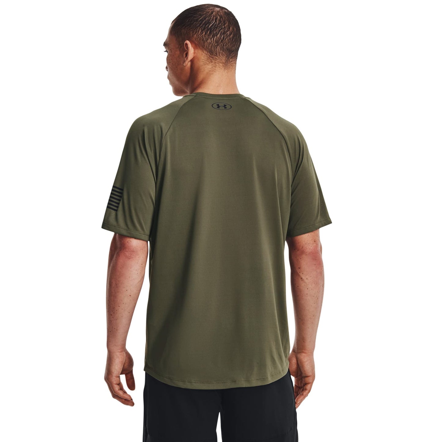 Under Armour Men's Freedom Tech Short Sleeve T-Shirt, (393) Marine OD Green / / Black, Medium