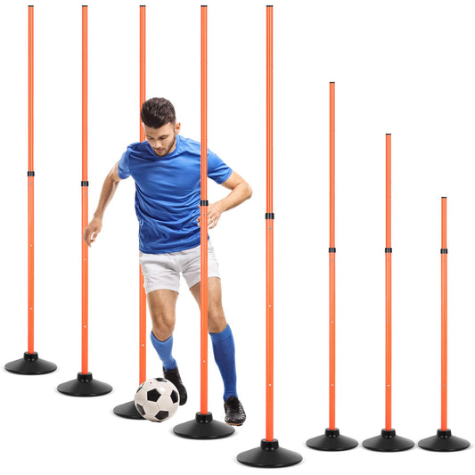 Sonwyoung 8 Pcs Soccer Agility Poles Detachable Sports Training Speed Slalom Poles with Rubber Base Coaching Sticks for Soccer Drills and Training(Orange)
