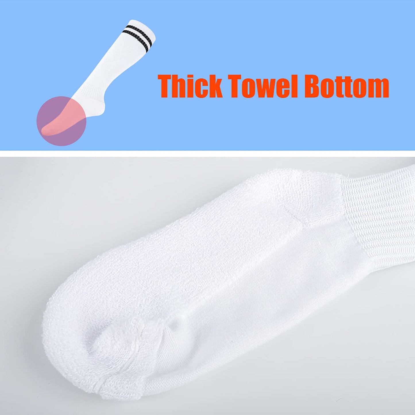 4 Pairs Soccer Socks Football Sport Team White Black Knee High Socks For Youth Boys Girls, Best for Running, Present for 5 6 7 8 9 10 11 12 Year old Kids