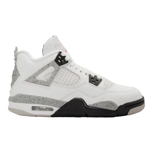 Air Jordan 4 Retro White Cement Grade School Lifestyle Shoes (Black/Grey/Red/White) Size 4