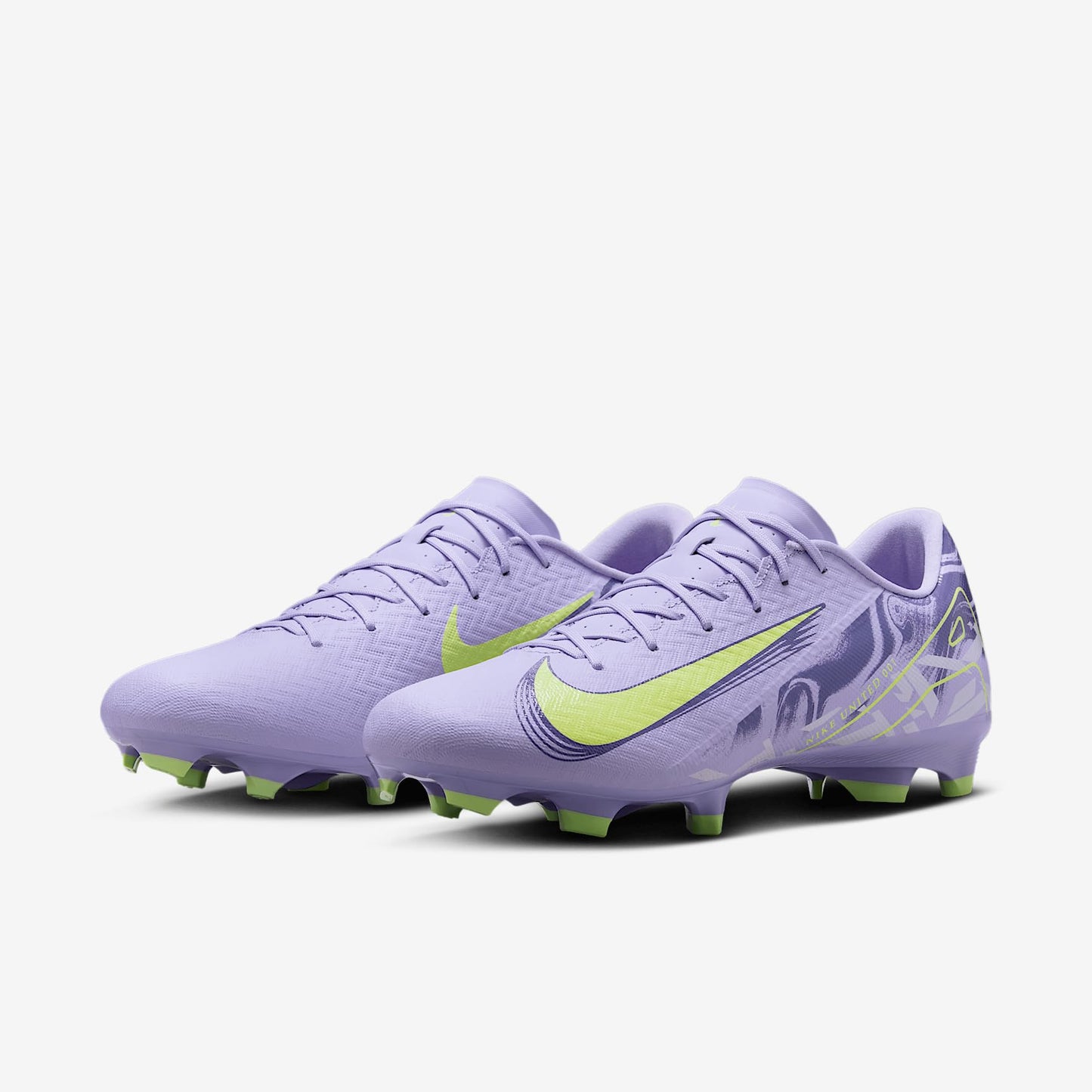 Nike United Mercurial Vapor 16 Academy MG Low-Top Soccer Cleats (HF1604-500, Purple Agate/Barely Volt) Size 7.5