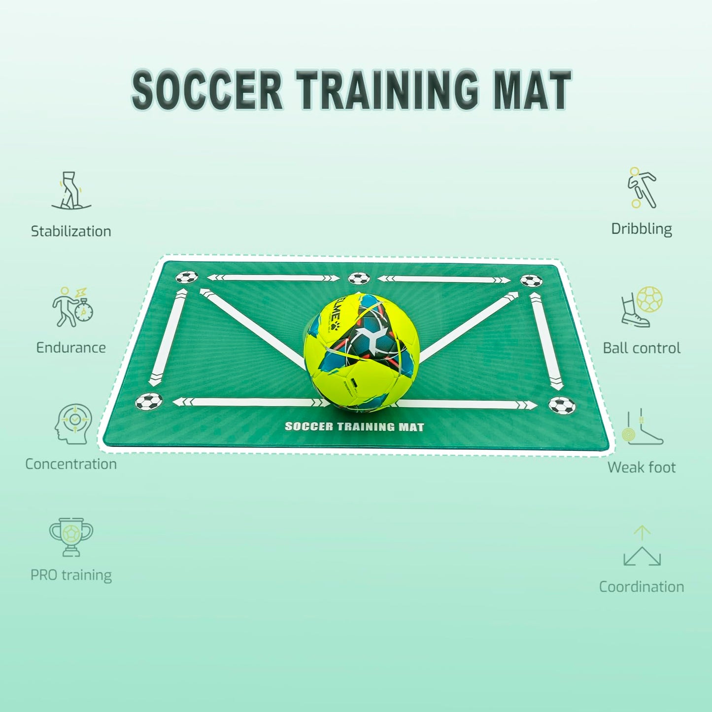 Soccer Training equipment,Indoor Soccer Training Mat,Dribble Silent Sports Auxiliary Props Football Mat,Footstep System Training Blanket,Football Training Pace Ball Control for Teenager Boys Kids