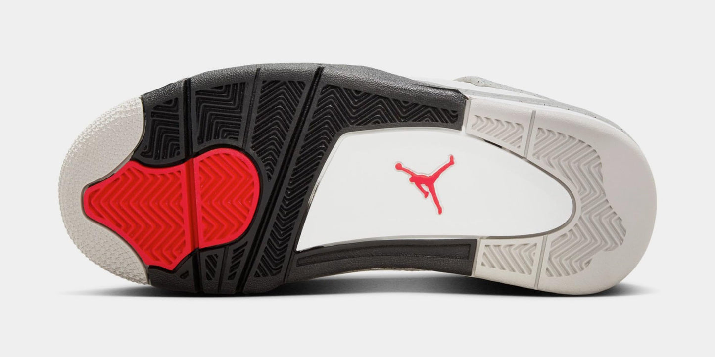 Air Jordan 4 Retro White Cement Grade School Lifestyle Shoes (Black/Grey/Red/White) Size 4