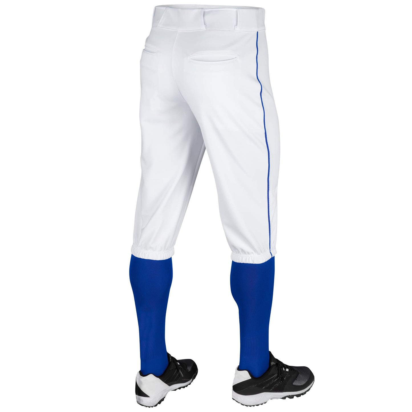 Champro Triple Crown Knicker Style Baseball Pants with Contrast-Color Braid Piping and Reinforced Sliding Areas, White/Royal Pipe, X-Large