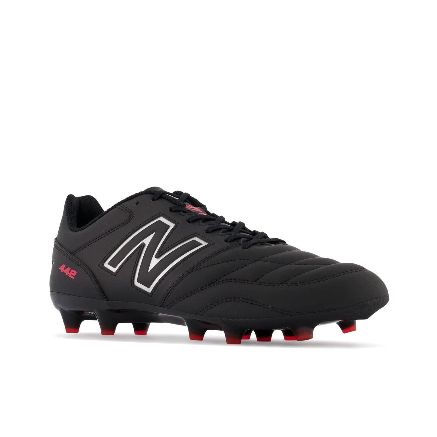 New Balance Men's 442 Team Fg V2 Soccer Shoe, Black/White/Red, 8.5 Wide