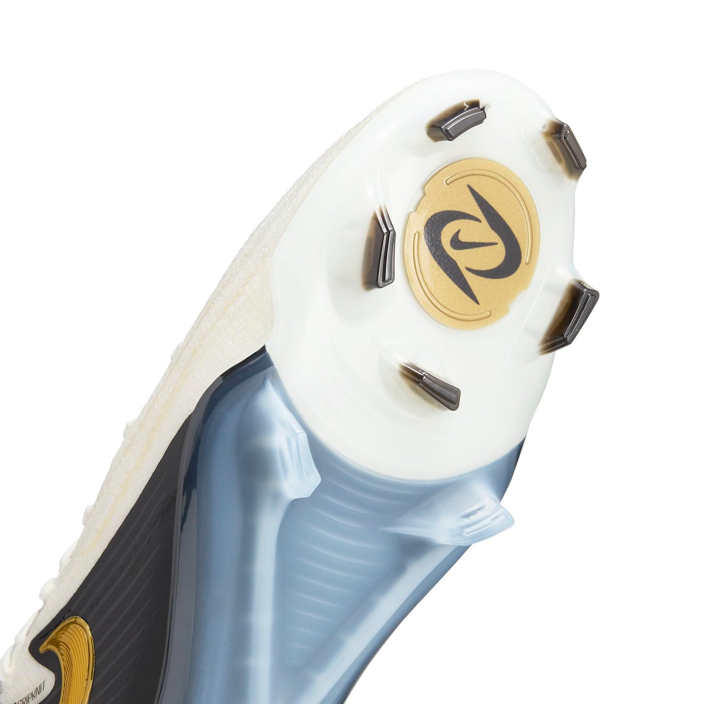 Nike Phantom GX 2 Elite FG Low-Top Soccer Cleats (FJ2559-100, WHITE/BLACK-MTLC GOLD COIN) Size 4.5