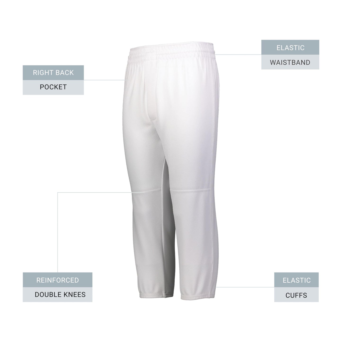 Augusta Sportswear Men's Gamer Pull-Up Baseball Pant with Moisture Management for Softball Champions, White, Medium