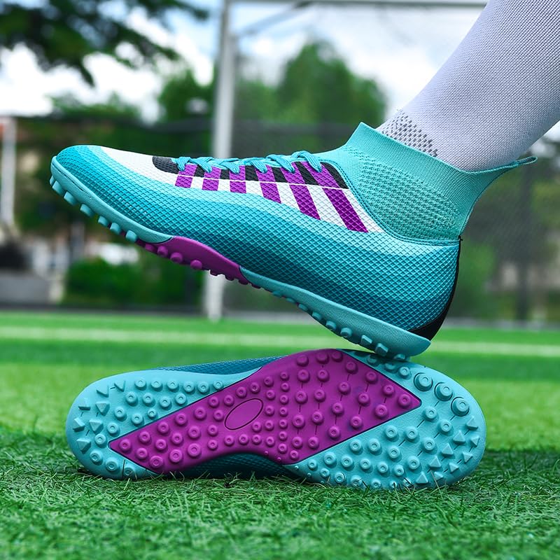 Jacqilane Men's Soccer Cleats Football Shoes High-Tops Non-Slip Spikes Indoor Outdoor Firm Ground Turf Sports Athletic Combat Boots Shoes Size 4.5-12