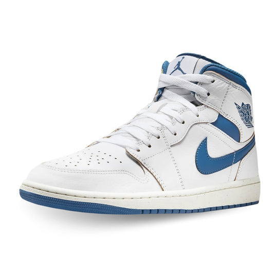 NIKE Men's Running Shoue AIR Jordan 1 MID SE, White Industrial Blue Sail, 10