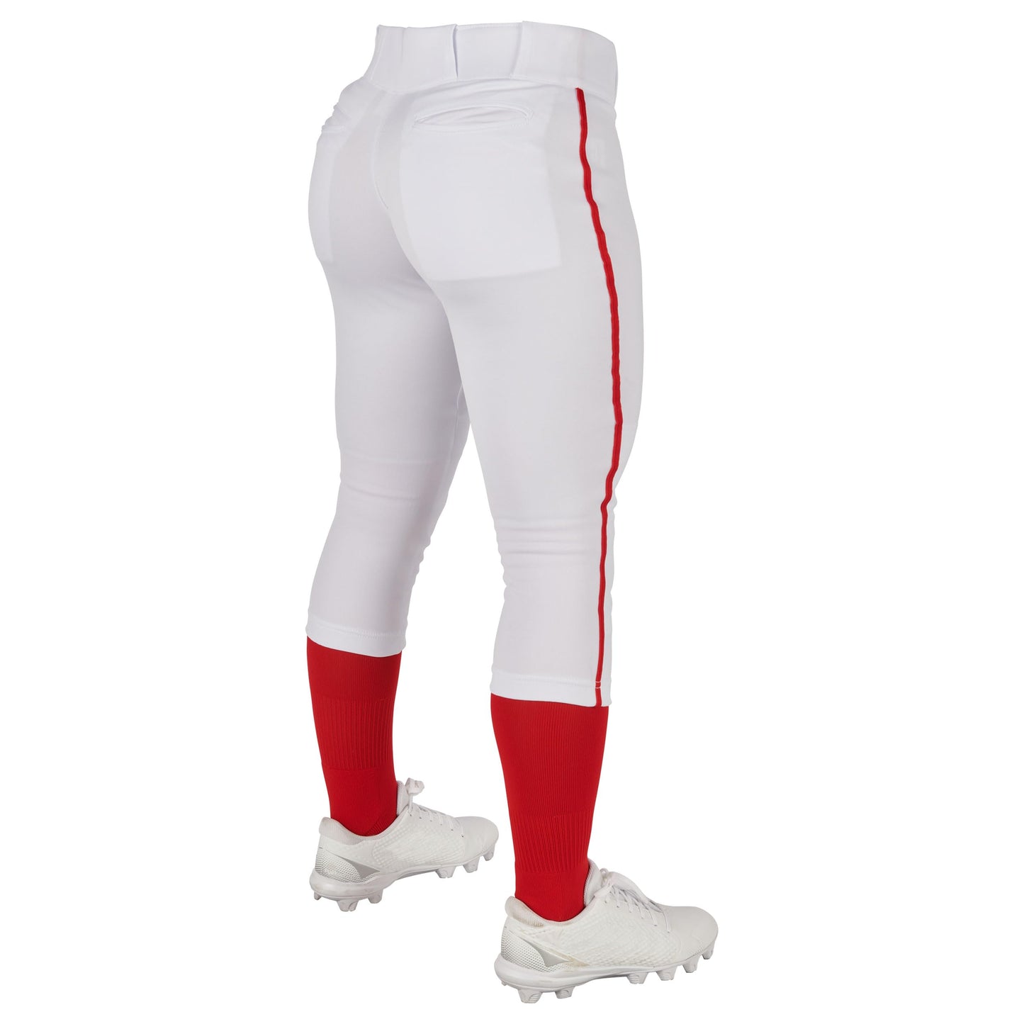 CHAMPRO Tournament Women's Traditional Low Rise Pant w/Braid, WHITE,SCARLET, Large