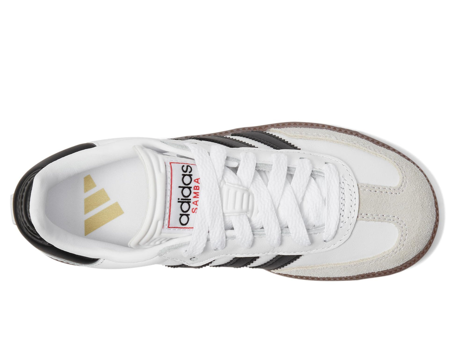 adidas Samba Indoor Sneaker, White/Black/Gum, 2 US Unisex Little Kid