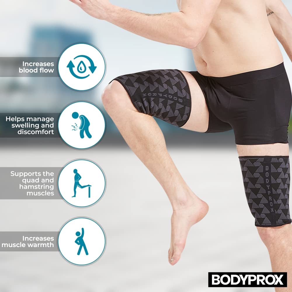 Thigh Compression Sleeve (1 Pair), Hamstring Compression Sleeve for Men and Women (Large)