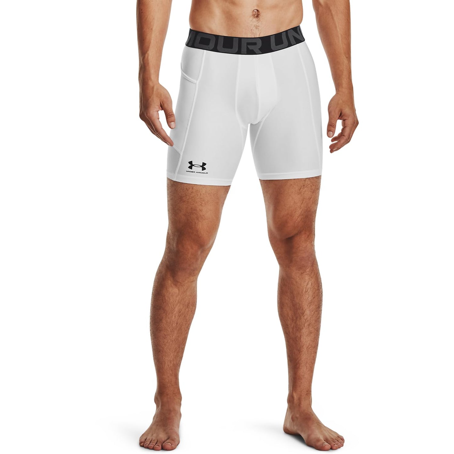 Under Armour Men's Armour HeatGear Compression Shorts , White (100)/Black, X-Large