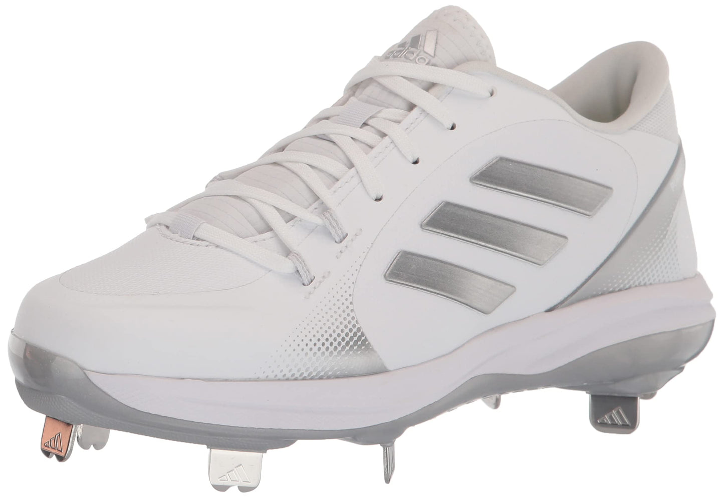 adidas Women's Purehustle 2 Baseball Shoe, White/Silver Metallic/Silver Metallic, 7