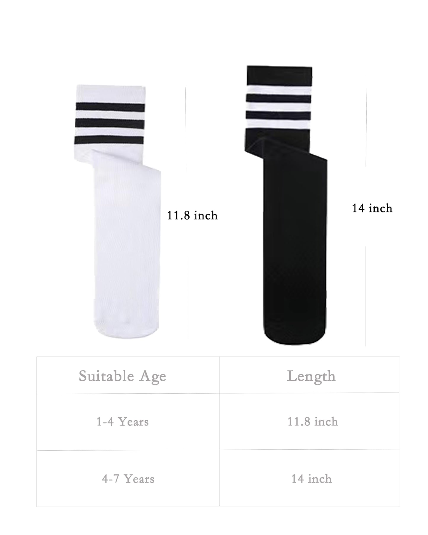 ENBAOHUI Toddler Soccer Socks Kids Tube Socks Girls Boys Knee High Sock Black/White/Blue/A-Grey/A-Black 4-7T