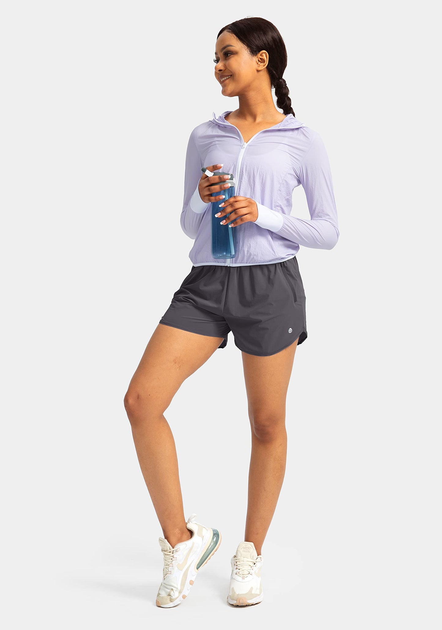 G Gradual Women's Running Shorts with Zipper Pockets Quick Dry Athletic Workout Gym 3" Short Shorts for Women with Comfy Liner (Dark Grey, Medium)