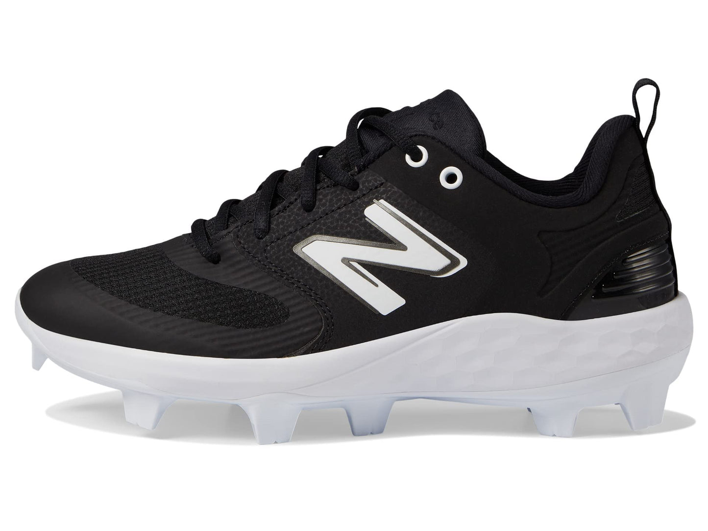 New Balance Women's Fresh Foam Velo V3 Molded Softball Shoe, Black/White, 8.5