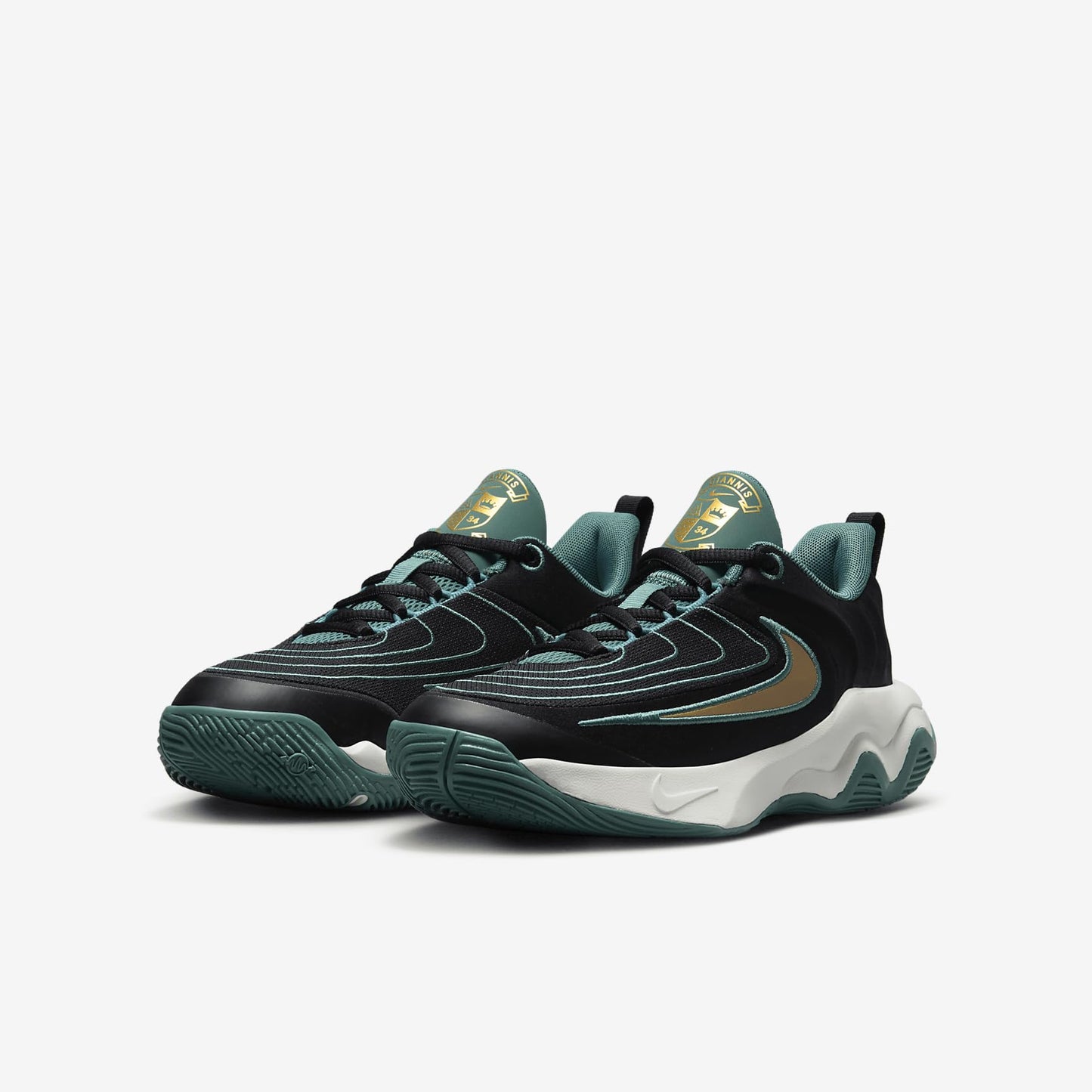 Nike Giannis Immortality 4 Big Kids' Basketball Shoes (HV9127-001, Black/Bicoastal/Pale Ivory/Metallic Gold) Size 5
