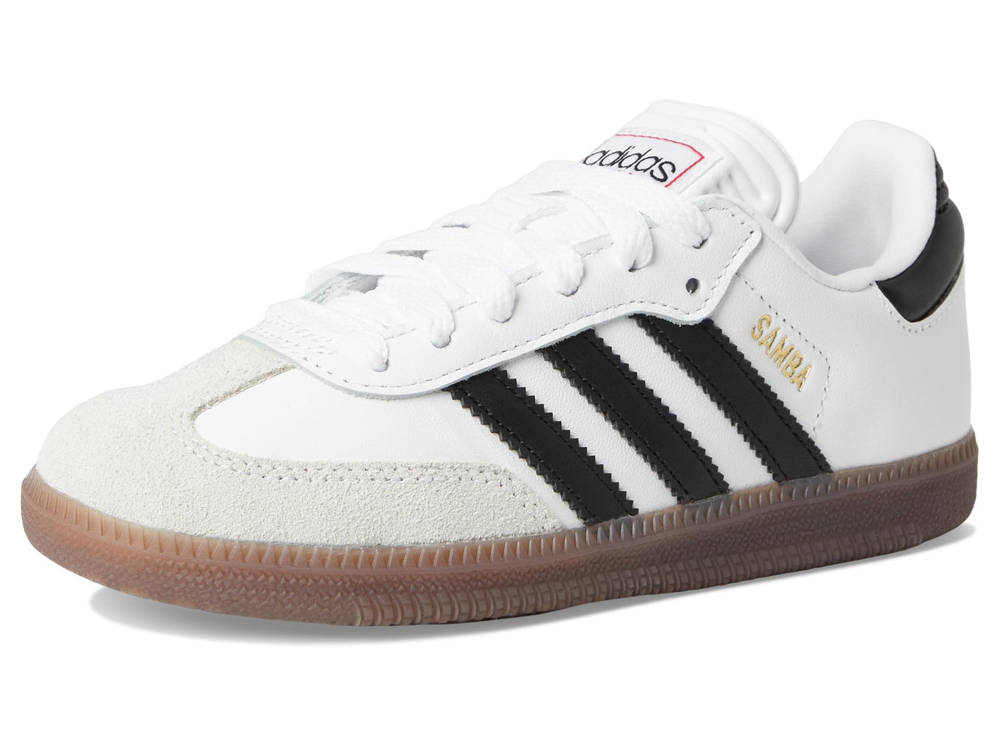 adidas Samba Indoor Sneaker, White/Black/Gum, 2 US Unisex Little Kid