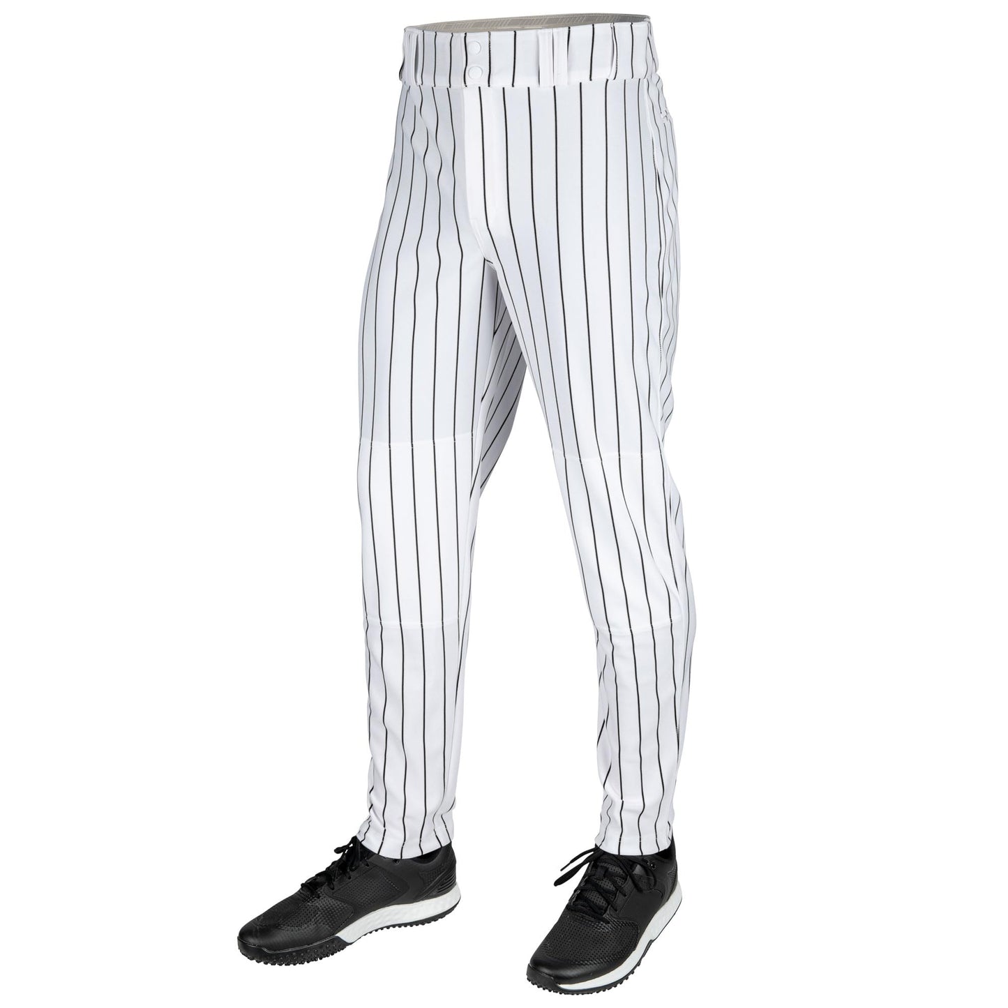 CHAMPRO Men's Standard Triple Crown 2.0 Tapered Bottom Baseball Pants with Pinstripes, White, Black