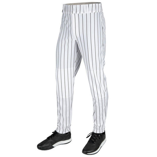 CHAMPRO Men's Standard Triple Crown 2.0 Tapered Bottom Baseball Pants with Pinstripes, White, Black