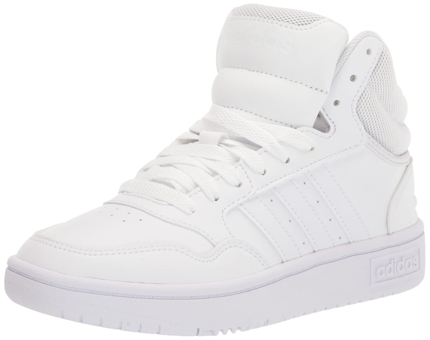 adidas Women's Hoops 3.0 Mid Top Basketball Shoe, White/White/Dash Grey, 7