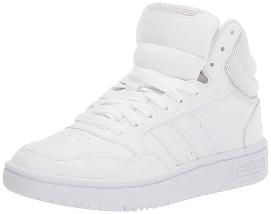 adidas Women's Hoops 3.0 Mid Top Basketball Shoe, White/White/Dash Grey, 7