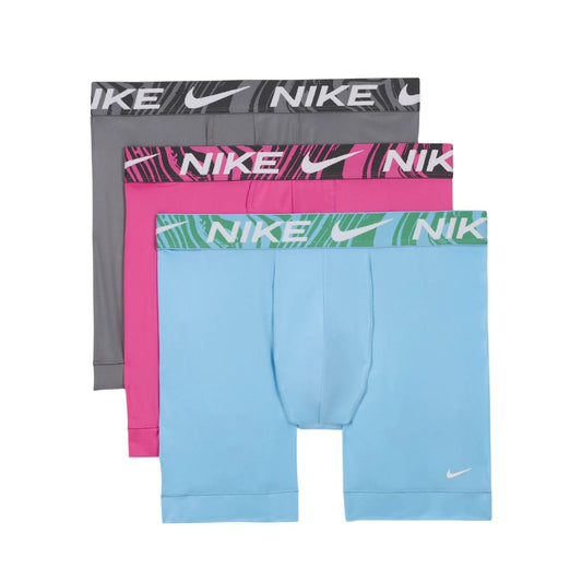 Nike Men's Dri-Fit Essential Micro Boxer Brief, 3pk, Aquarius Blue/Laser Fuchia/Cool Grey, M