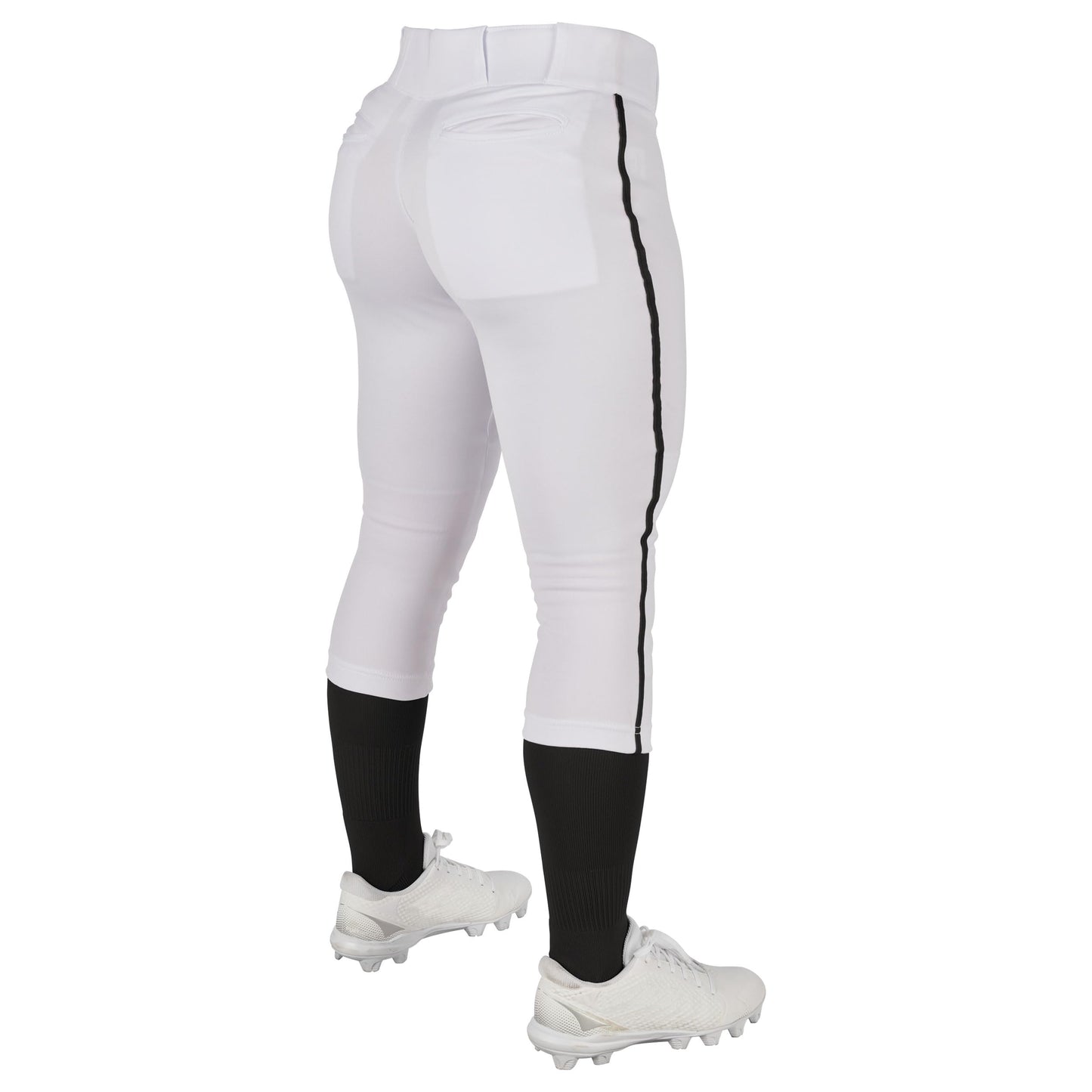 Champro Women's Standard Tournament Low Rise Softball Pants with Side, White, Black Pipe, Small