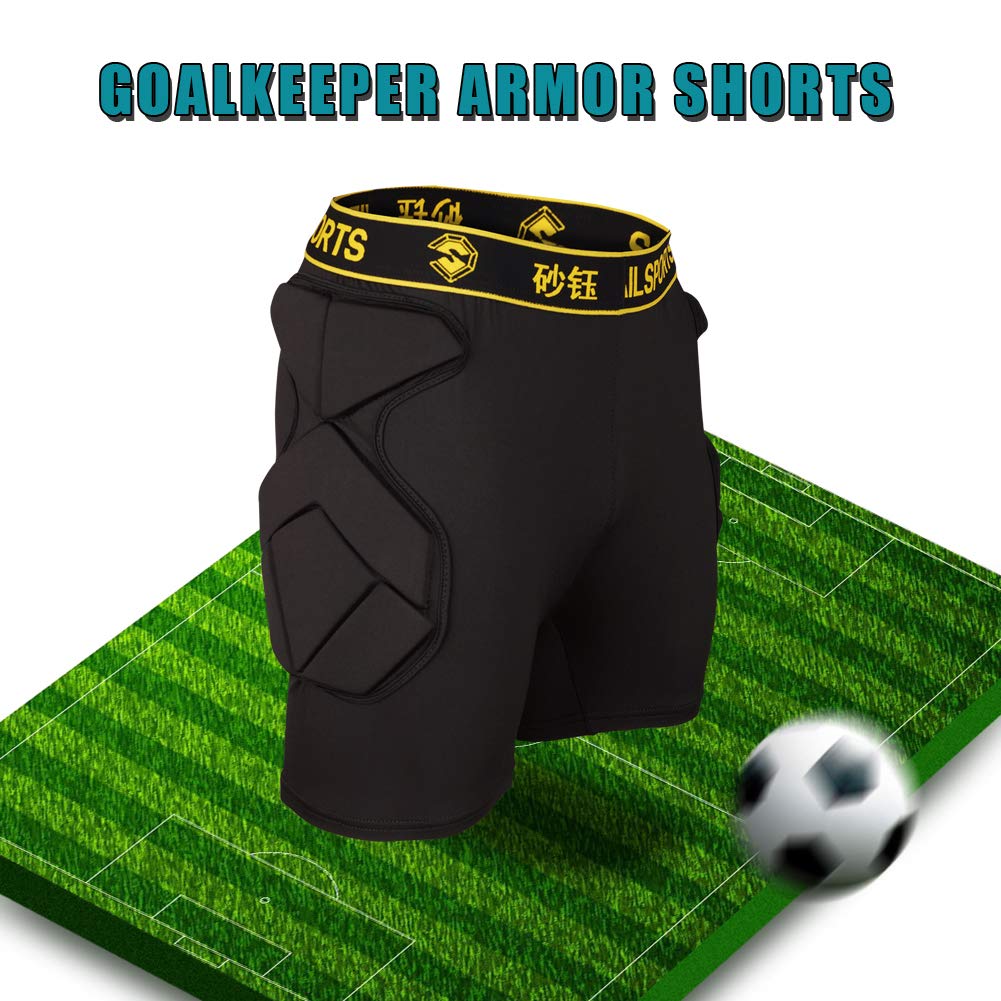 Shinestone Adult Men's Goalkeeper Armor BodyShield Padded Compression Shorts with Sponge Protector for Football Baseball(Shorts-01, Small)