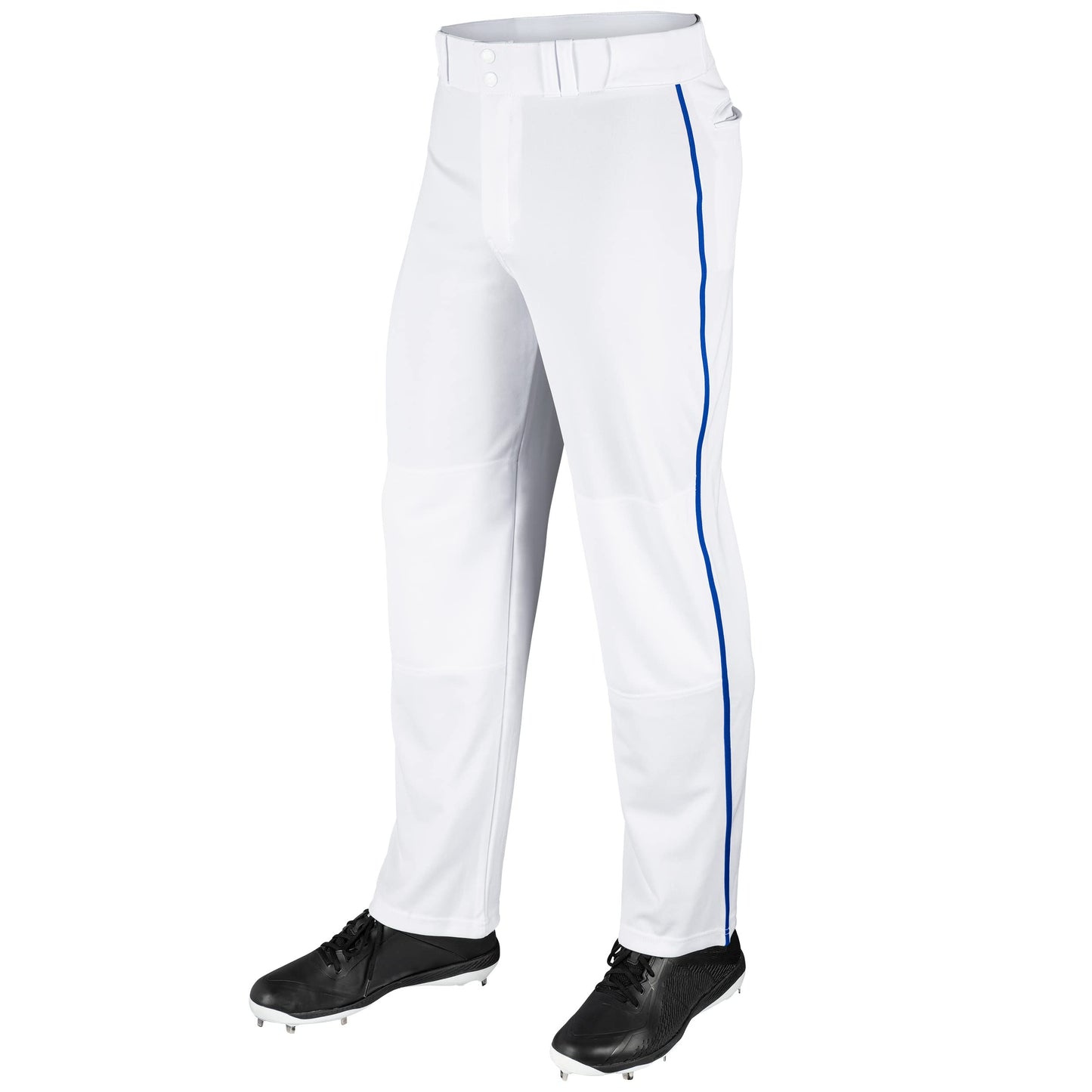 CHAMPRO mens Straight Open Bottom Baseball Pants, White, Royal, Large US