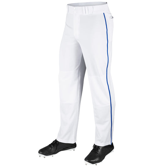 CHAMPRO mens Straight Open Bottom Baseball Pants, White, Royal, Large US