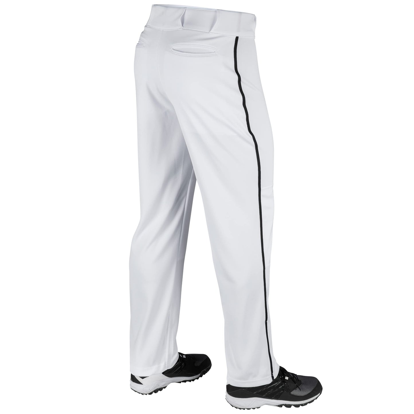 CHAMPRO Boys' Crown Open Bottom Youth Baseball Pants, White, Black Pipe, Medium
