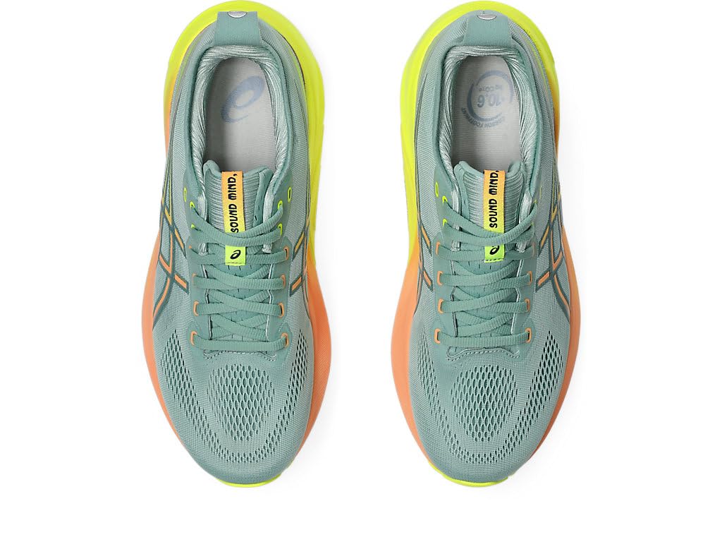 ASICS Men's Gel-Kayano 31 Running Shoes, 10, Light Celadon/Safety Yellow