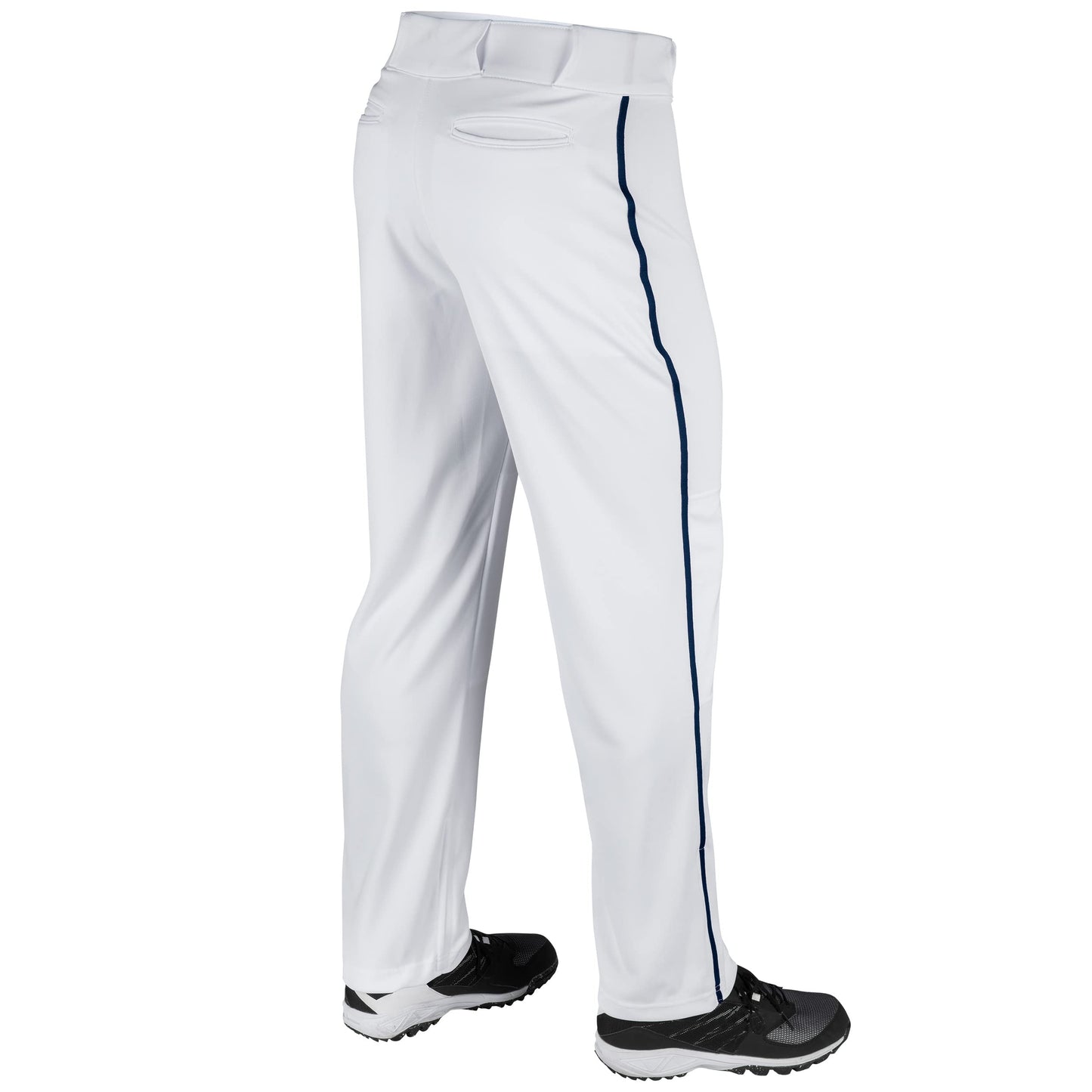 Champro Standard Triple Crown Open Bottom Adult Baseball Pants, White, Navy Pipe, Medium