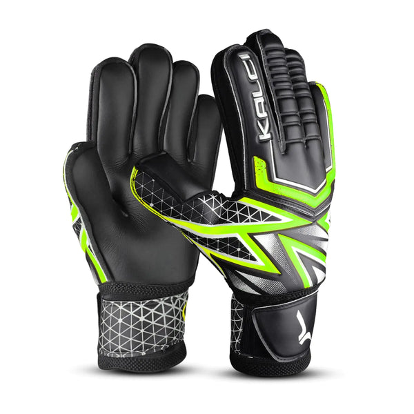 Kalci Soccer Goalkeeper Gloves for Kids Boys Children Youth Football Goalie Gloves with Thick Latex Foam Padding Hook & Loop Strap for Wrist Support(Neon-Green-Size-7)
