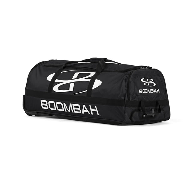 Boombah Brute Rolling Bat Bag - 35" x 15" x 12-1/2" - Navy/Red - Holds 4 Bats and Room for Gear - Wheeled Bag