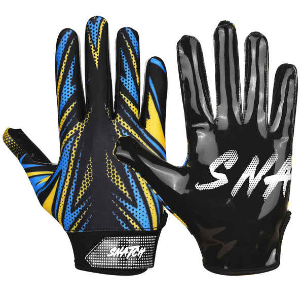 SNATCH Football Gloves Youth Football Gloves Tacky Receiver Gloves Skin Tight Game Day Football Gloves Youth & Adult Sizes