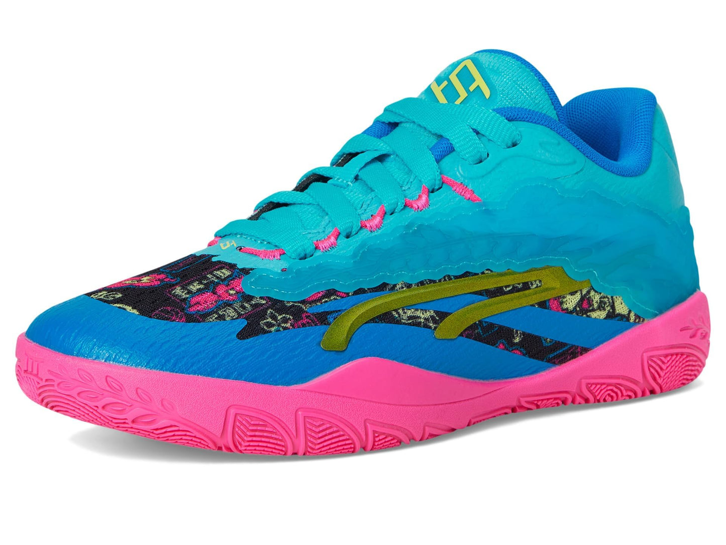 PUMA Women's Stewie 3 Basketball Shoes Sneaker, Bright Aqua/Fluro Pink PES Black, 9