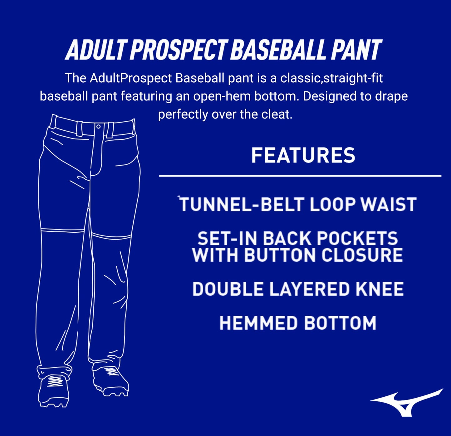 Mizuno Adult Prospect Baseball Pant, White, Small