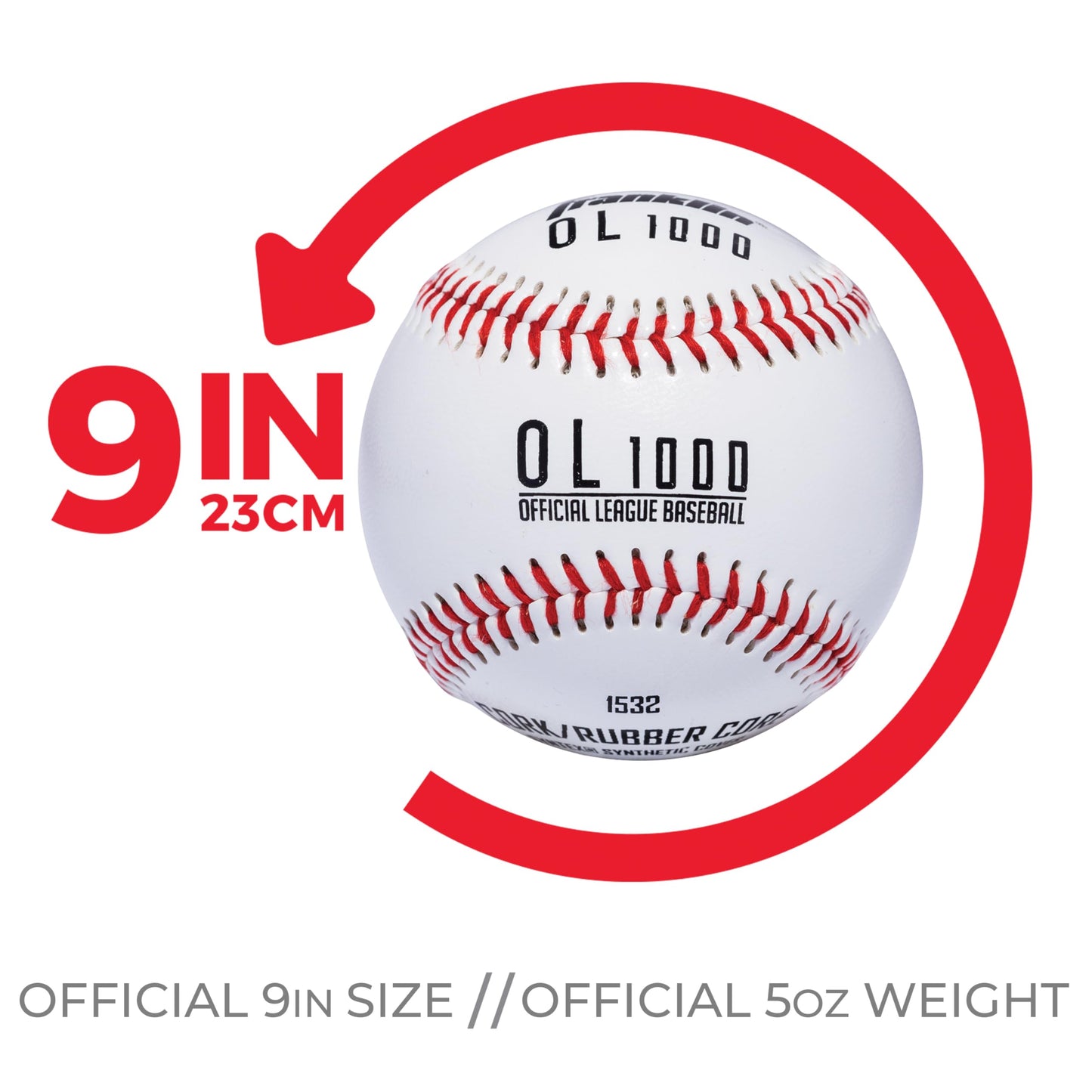 Franklin Sports Official Size Baseballs - 9" Baseballs - OL1000 Baseballs - Great for Practice + Training - Official Size + Weight - 1 Pack or 6 Pack, White