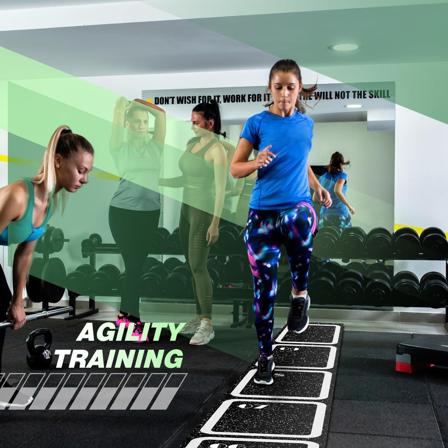 WinnerWhy Rubber Agility Ladder 15 ft Non-Slip Rubber Speed Agility Training Ladder for Soccer Football Footwork Training Equipment for Fitness Boxing Sports Quick Exercise Gym Workout