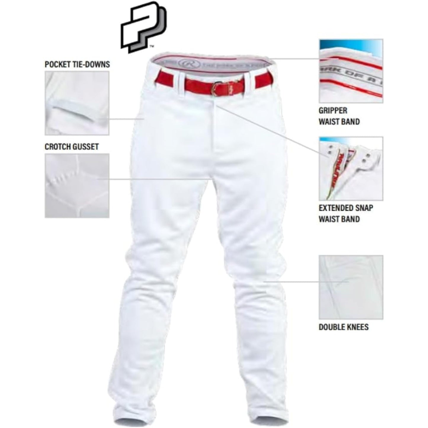 Rawlings | PRO 150 Series Baseball Pants | Adult Medium | White| Relaxed Fit